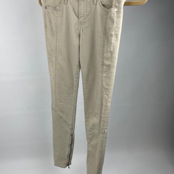 AG (Adriano Goldschmied) - The Reagan/Paneled Zipper Skinny, Beige - Picture 3 of 3